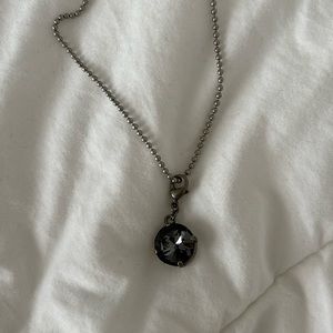 Sabika long necklace with dark smoky gray charm
